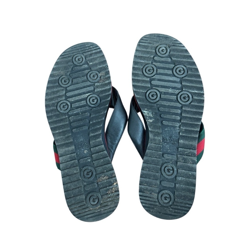 Gucci Mens Black Sandals with Red and Green Accents size 8 - Picture 3 of 5